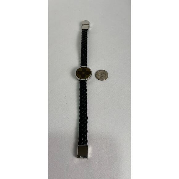 Louis Vuitton Monogram Canvas Adjustable Black Leather Bracelet - Picture 4 of 9